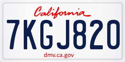 CA license plate 7KGJ820