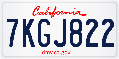 CA license plate 7KGJ822