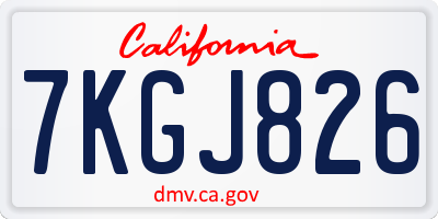 CA license plate 7KGJ826