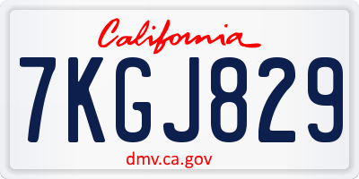 CA license plate 7KGJ829