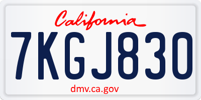 CA license plate 7KGJ830