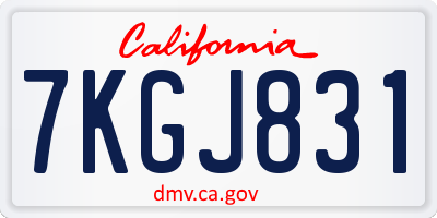 CA license plate 7KGJ831