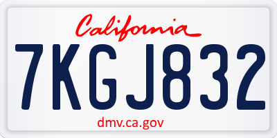 CA license plate 7KGJ832