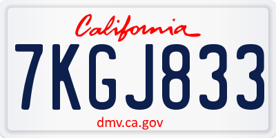 CA license plate 7KGJ833