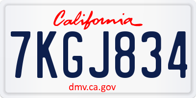 CA license plate 7KGJ834