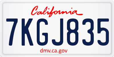CA license plate 7KGJ835