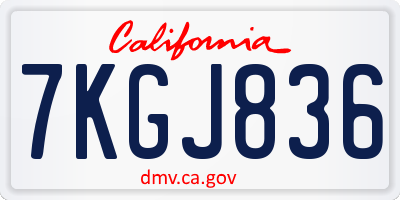 CA license plate 7KGJ836