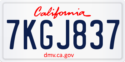 CA license plate 7KGJ837