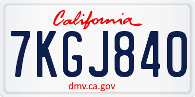 CA license plate 7KGJ840