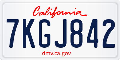 CA license plate 7KGJ842