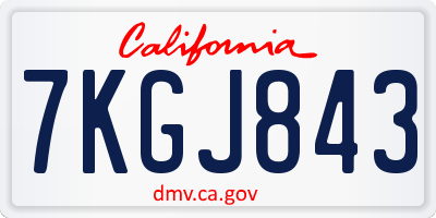CA license plate 7KGJ843