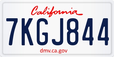 CA license plate 7KGJ844