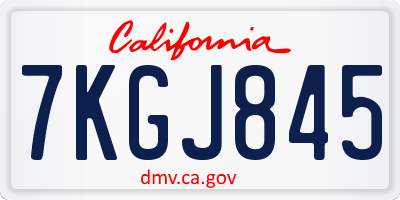 CA license plate 7KGJ845