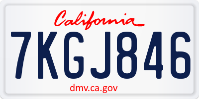 CA license plate 7KGJ846