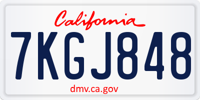 CA license plate 7KGJ848
