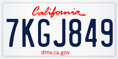 CA license plate 7KGJ849