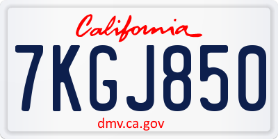 CA license plate 7KGJ850