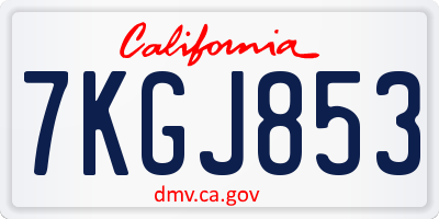 CA license plate 7KGJ853
