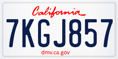 CA license plate 7KGJ857