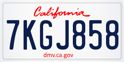 CA license plate 7KGJ858