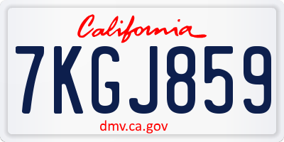 CA license plate 7KGJ859
