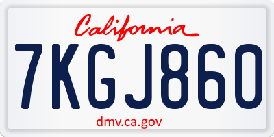 CA license plate 7KGJ860