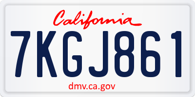 CA license plate 7KGJ861