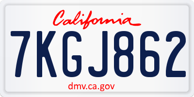 CA license plate 7KGJ862