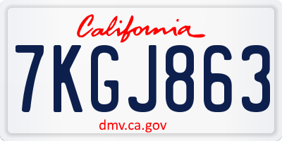 CA license plate 7KGJ863