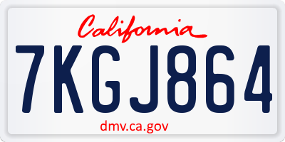CA license plate 7KGJ864