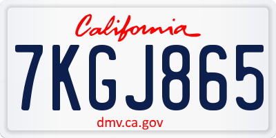 CA license plate 7KGJ865