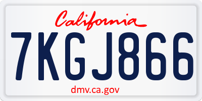 CA license plate 7KGJ866