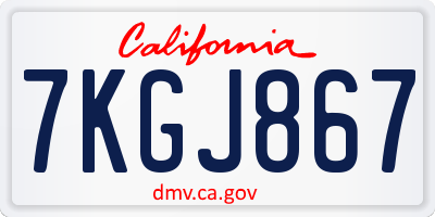 CA license plate 7KGJ867