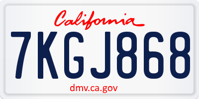 CA license plate 7KGJ868