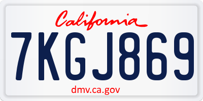 CA license plate 7KGJ869