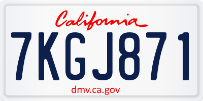CA license plate 7KGJ871