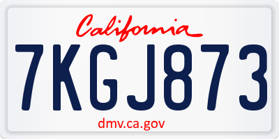 CA license plate 7KGJ873