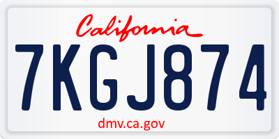 CA license plate 7KGJ874