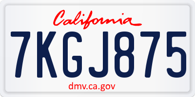 CA license plate 7KGJ875