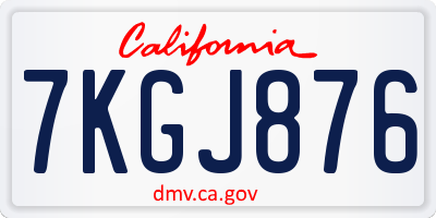 CA license plate 7KGJ876