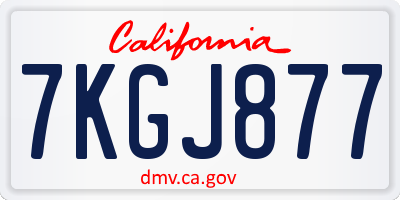 CA license plate 7KGJ877