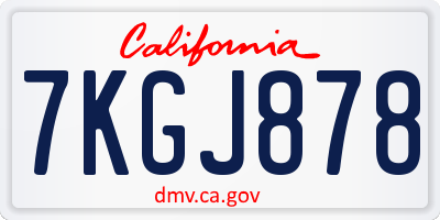 CA license plate 7KGJ878