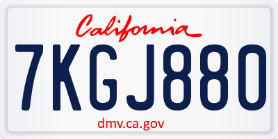 CA license plate 7KGJ880
