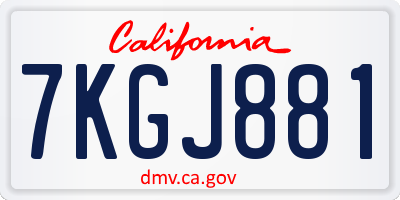 CA license plate 7KGJ881