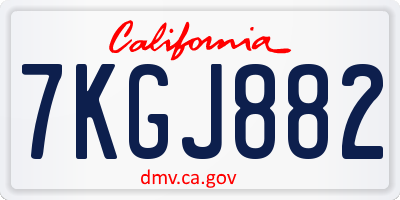 CA license plate 7KGJ882