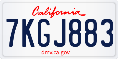 CA license plate 7KGJ883