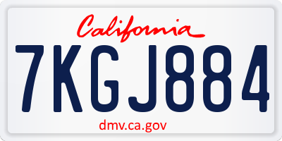 CA license plate 7KGJ884