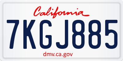 CA license plate 7KGJ885