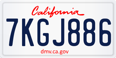 CA license plate 7KGJ886
