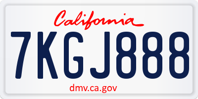 CA license plate 7KGJ888